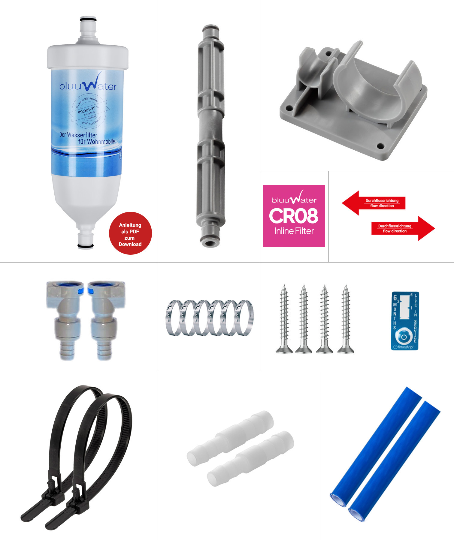 Installation kit straight connectors, reducer hose connector 12 x 10 mm