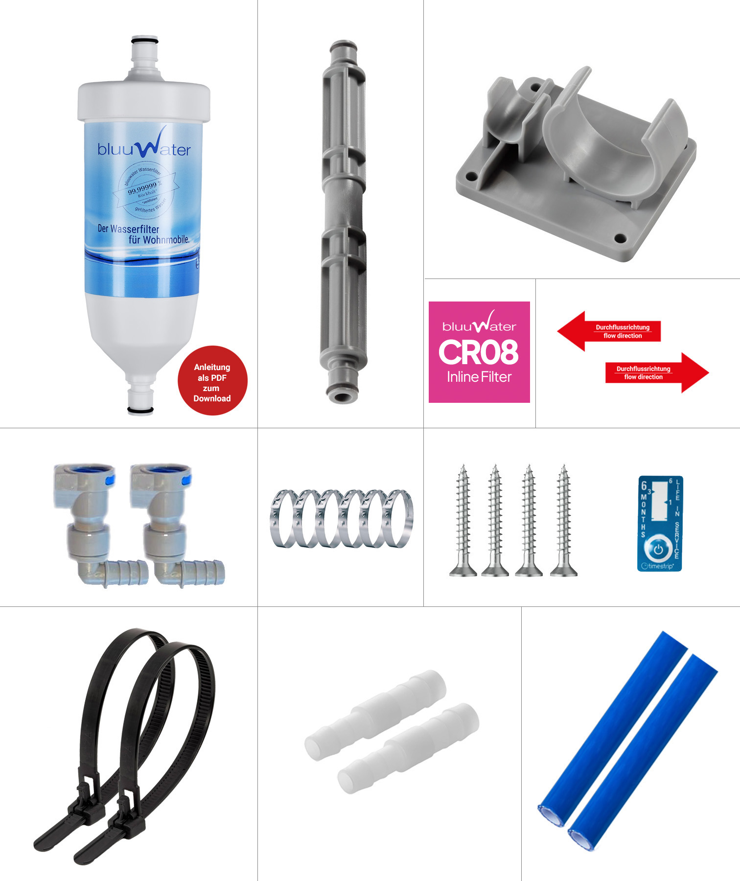 Installation kit straight connectors, reducer hose connector 12 x 10 mm