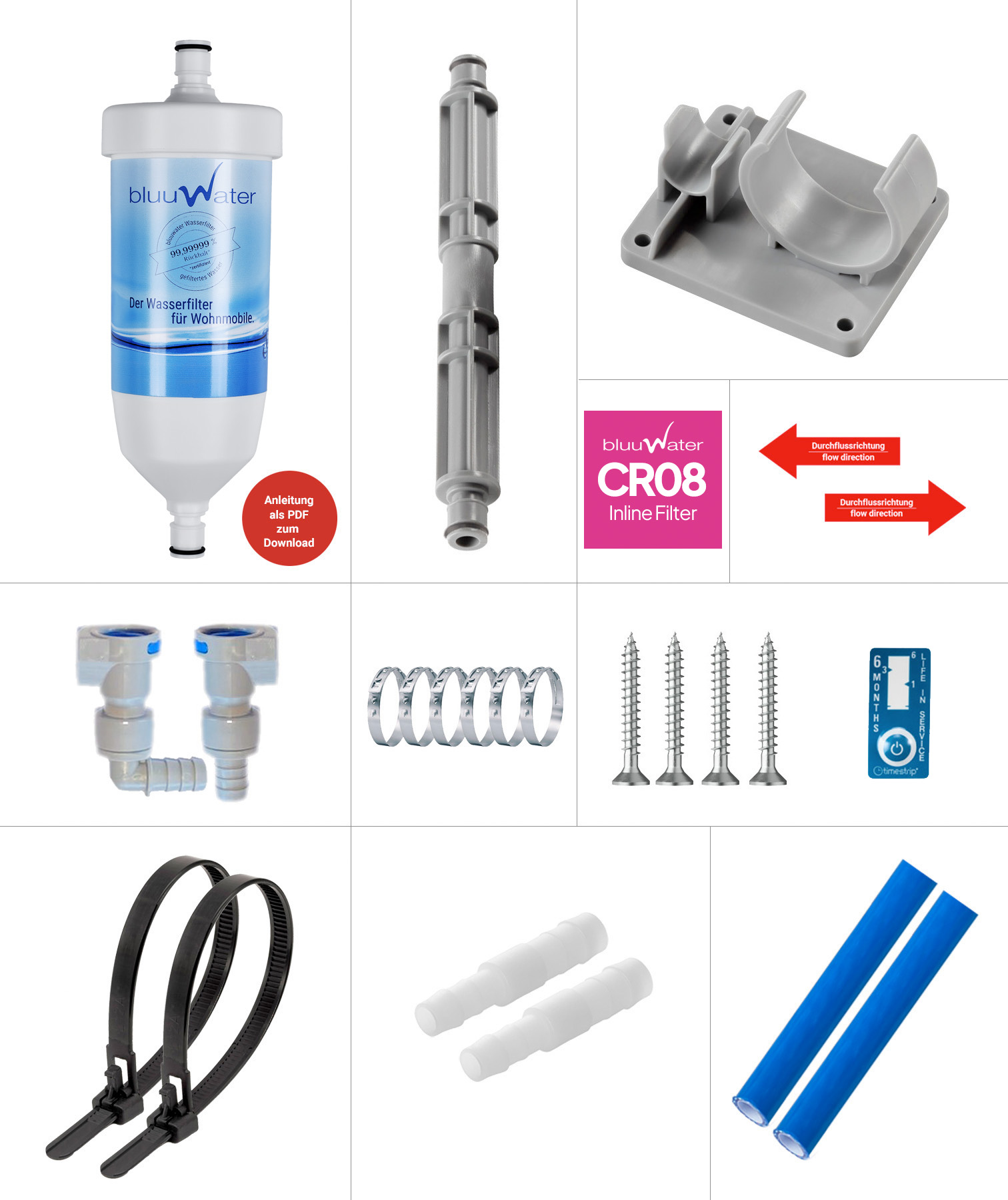 Installation kit straight connectors, reducer hose connector 12 x 10 mm